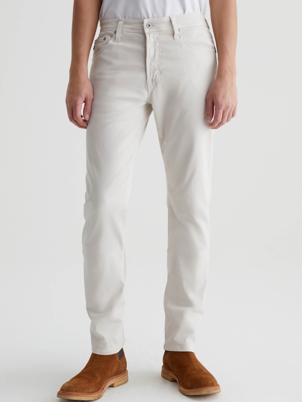 AG Everett Slim Straight Cotton Blend Pants Cream 36x34 Coastal Beach Casual